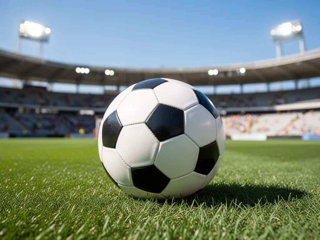 Piłka nożna na zielonej murawie stadionu, symbolizująca rozgrywki, wyniki i statystyki ligi Serie B.