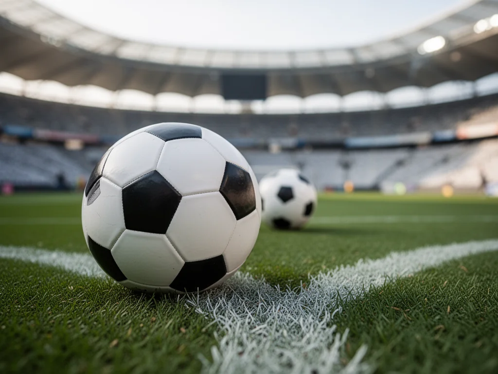 Piłka nożna na murawie stadionu, symbolizująca mecze, wyniki i statystyki Stomilu Olsztyn.