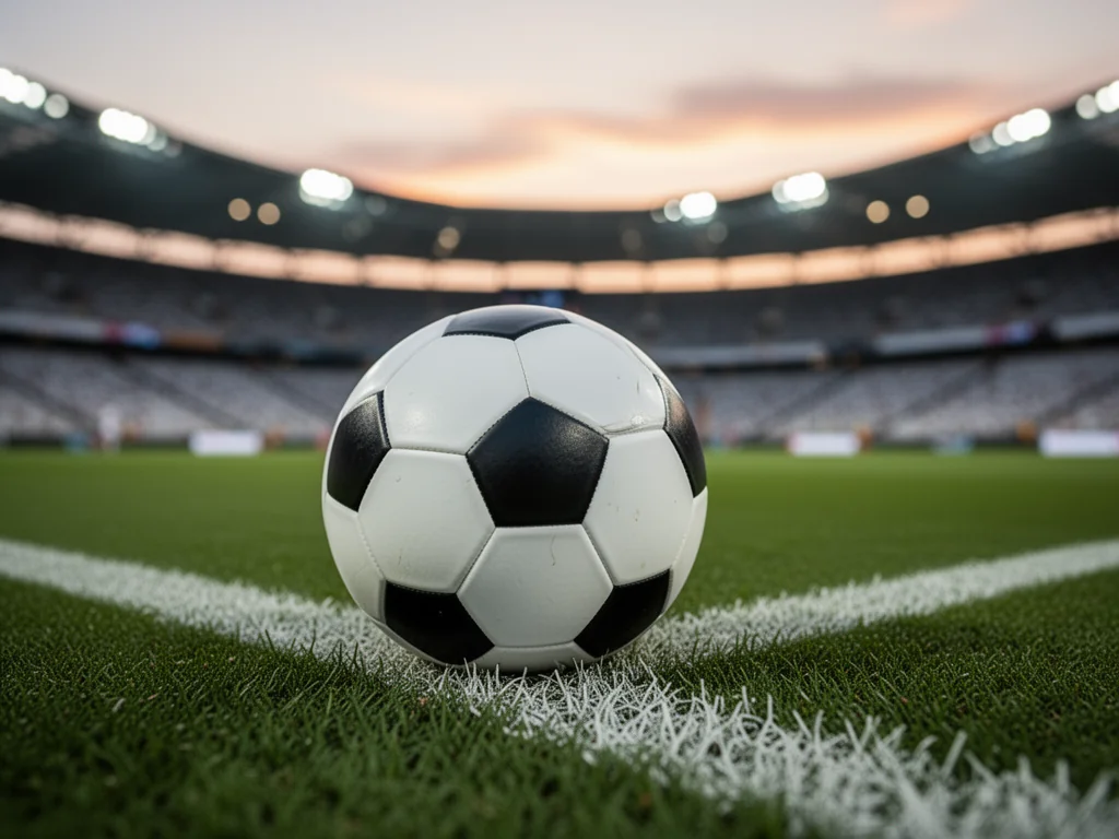 Piłka nożna na murawie stadionu, symbolizująca mecze, wyniki i statystyki Stali Rzeszów.