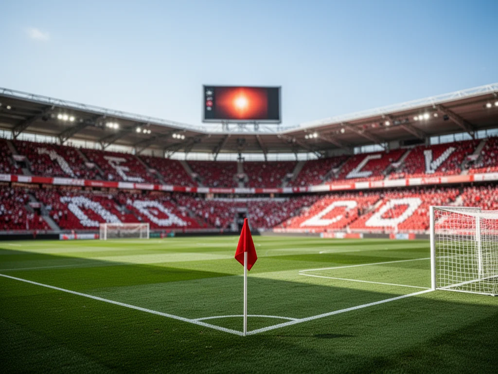 Nowoczesny stadion piłkarski RB Lipsk z murawą i trybunami, symbolizujący ligowe i europejskie rankingi klubu