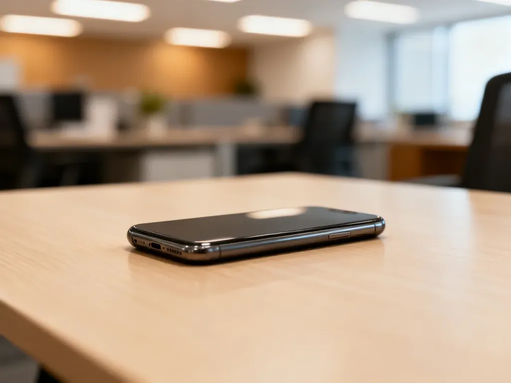 Nowoczesny smartfon na biurku, symbolizujący łatwy kontakt z infolinią Netii.